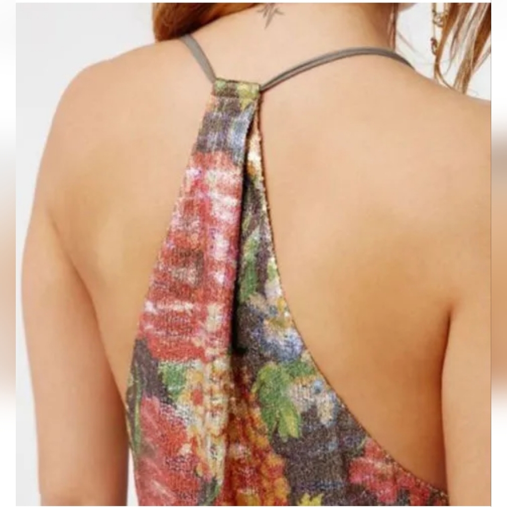 FREE PEOPLE Tangier Floral Sequin Mini Dress Small - Picture 2 of 9